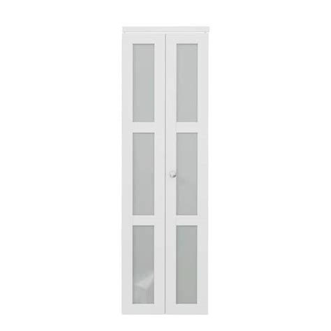 Ark Design 24 In X 80 In 3 Lite Frosting Glass Solid Core Mdf White Finished Closet Bifold