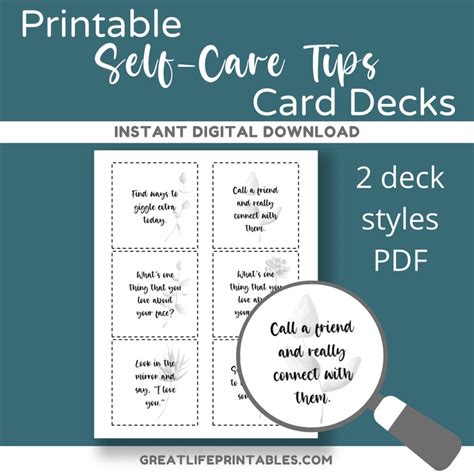 Printable Self Care Cards Self Care Card Deck Self Care Tips Self