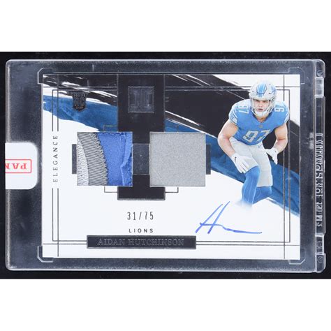 Aidan Hutchinson Panini Impeccable Helmet Patch Autograph