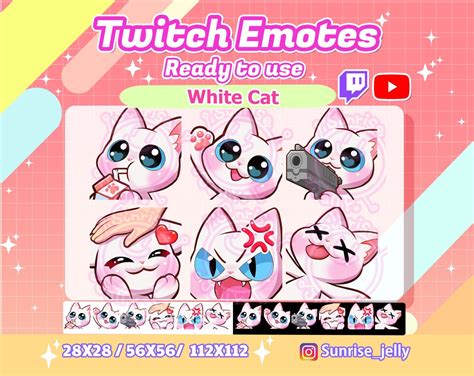 Twitch Emotes White Cat Kitty Cats Twitch Emotes Pack Streamers