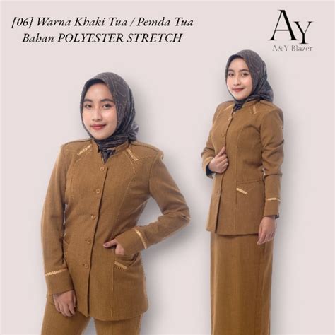 Jual Setelan Baju Seragam Blazer Pdh Wanita Warna Pemda Tua