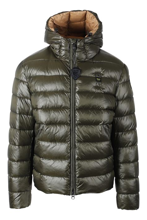 Blauer Dark Green Hooded Straight Lined Down Jacket With Eco Padding