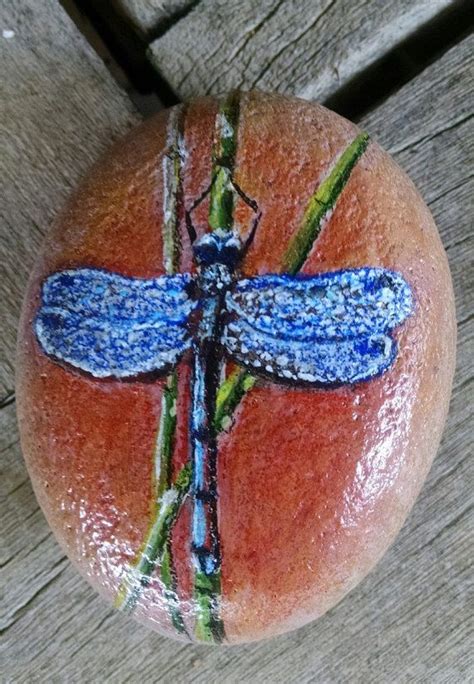 Dragonfly Hand Painted River Stone Etsy Dragonfly Painting