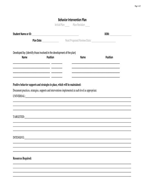 Behavioral Plan Template