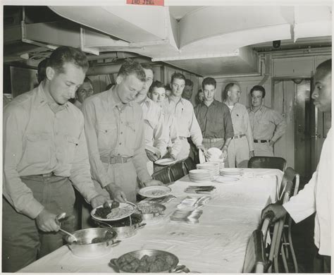 Soldiers Eating Aboard Ship While En Route To Iwo Jima On Feburary 1945