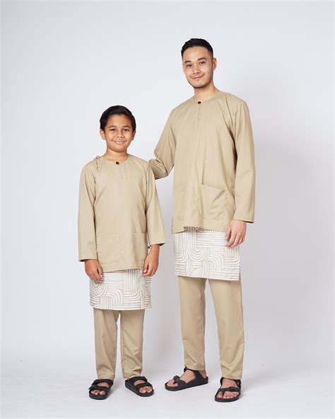 Bangsawan Baju Melayu Set Kids Gold Kurta Boys