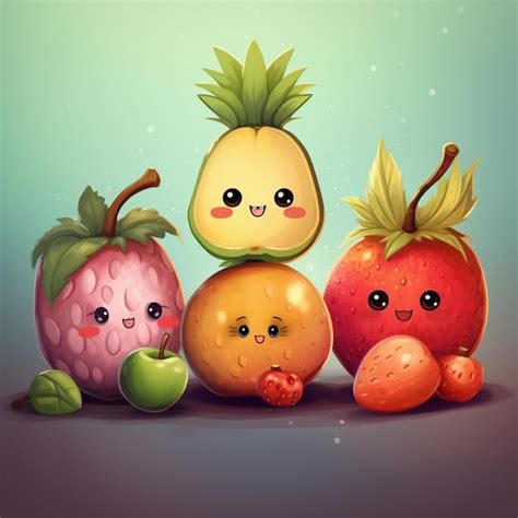 Premium Photo Joyful Harvest Fruit Characters And Happy Fruit Kids In