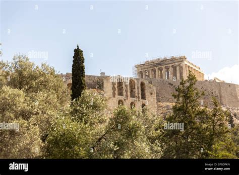 Athens Greece View From Parthenon And Athens Neiborhoods Streets Stock