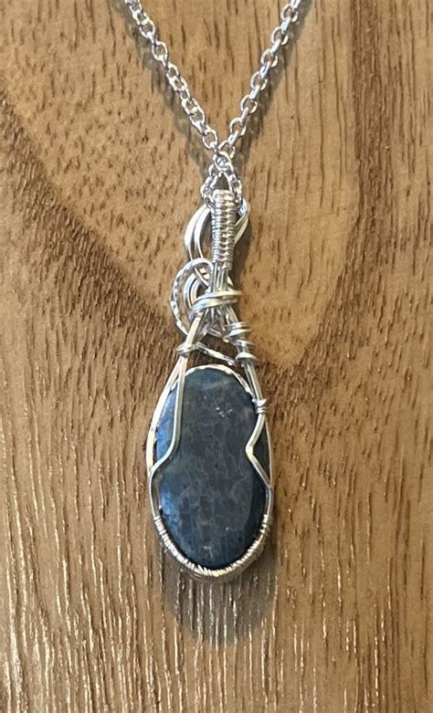 Custom Made Wire Wrapped Blue Apatite Necklace Kiikiis