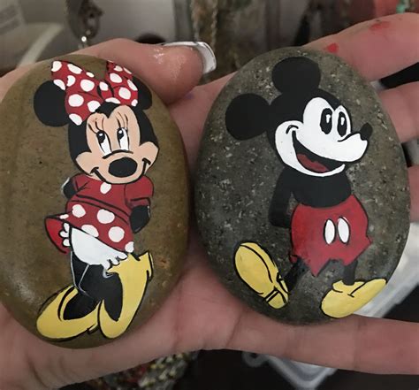 Hand Painted Mickey Minnie Rocks Hand Painted Painted River Rocks