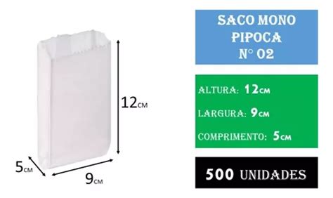 Saco Papel Branco Para Lanche Mono Pipoca N2 C 500und