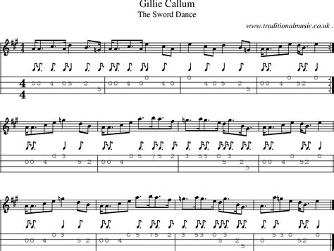 Scottish Tune Sheetmusic Midi Mp Mandolin Tab And Pdf For Gillie