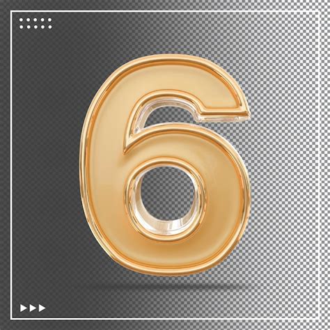 Premium Psd Gold Number 6 3d