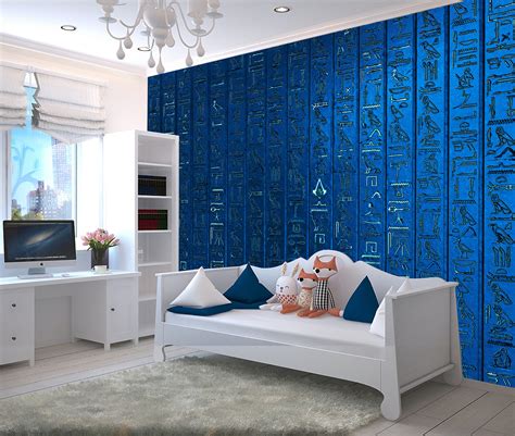 Egyptian Wallpaper Blue Wall Mural Ancient Egypt Mythology Wallpaper ...