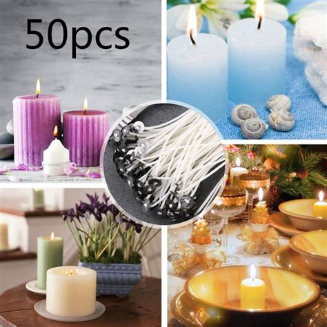 Cheap 50Pcs Candle Wicks Cotton Core Pre Waxed With Sustainers For