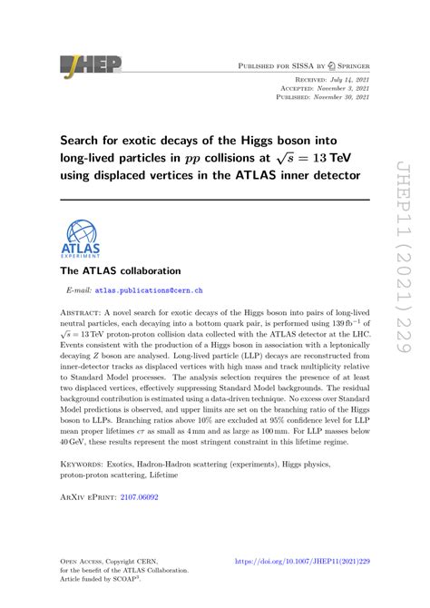 PDF Search For Exotic Decays Of The Higgs Boson Into Long Lived