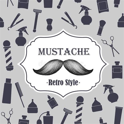 Barber Shop Old Fashioned Mustache Emblem On Seaml Stock Vector