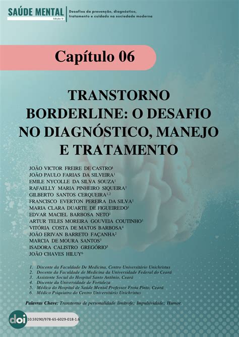 Pdf Transtorno Borderline O Desafio No DiagnÓstico Manejo E Tratamento