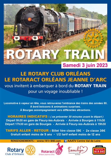 Le Rotary Train partira pour Bourges au départ de Fleury les Aubrais le