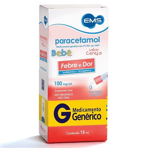 Paracetamol Infantil Para Bebê - Paracetamol Bebê 100mg/ml Sabor Cereja 15ml EMS Genérico