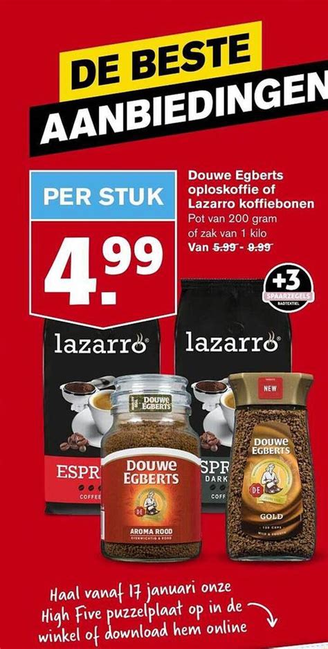 Douwe Egberts Oploskoffie Of Lazarro Koffiebonen Aanbieding Bij Hoogvliet