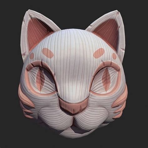 D Model White Tiger Mask Pbr Vr Ar Low Poly Cgtrader