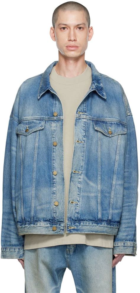 Blue Trucker Denim Jacket By Fear Of God Essentials On Sale