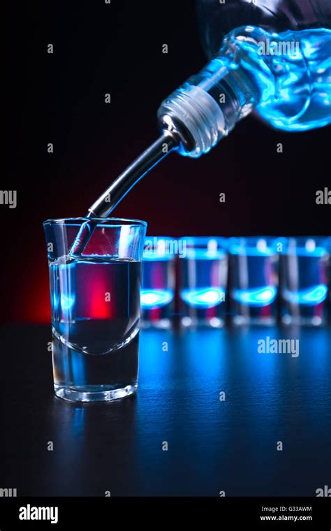 vodka  bar   black table stock photo alamy