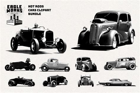 Hot Rods Cars Clipart Bundle - Eagle Works