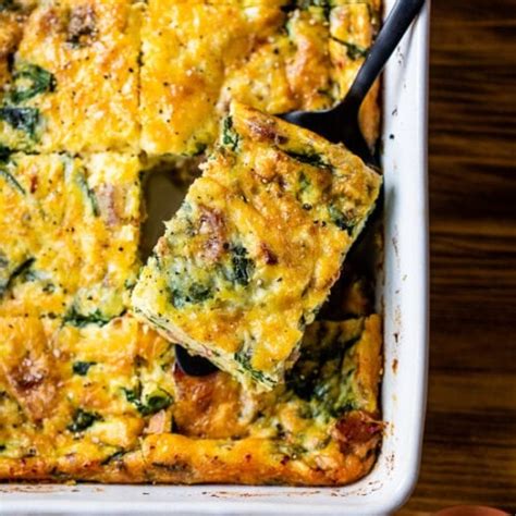 Bacon Spinach Breakfast Casserole With Cheese Skinnytaste