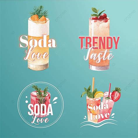 Soda Drink Logo Design Watercolor Vector Illustration Soda Logo Cafe ...