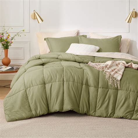 Comprar Bedsure Sage Green Full Comforter Set Green Basket Weave