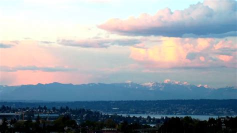 Cascade Mountain Sunset Hd From Seattle Youtube