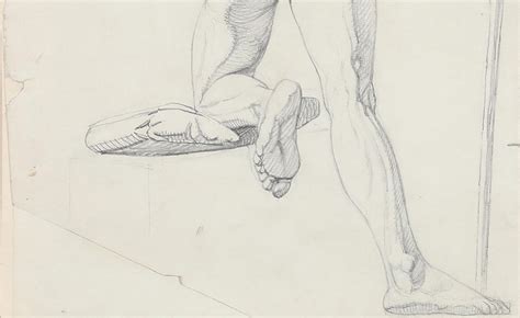 Unknown Danish Golden Age First Half Of The 19th Century A Male Academy Nude Pencil For