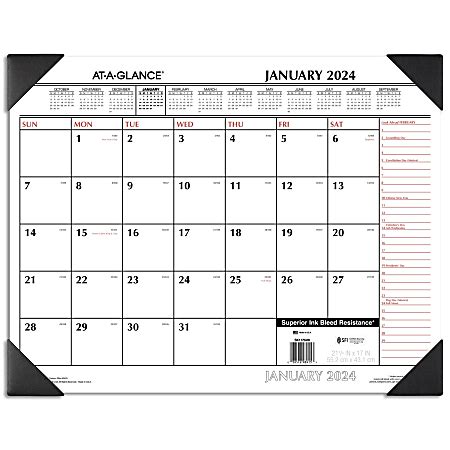 2024 AT A GLANCE 2 Color Monthly Desk Pad Calendar 21 34 X 17 January