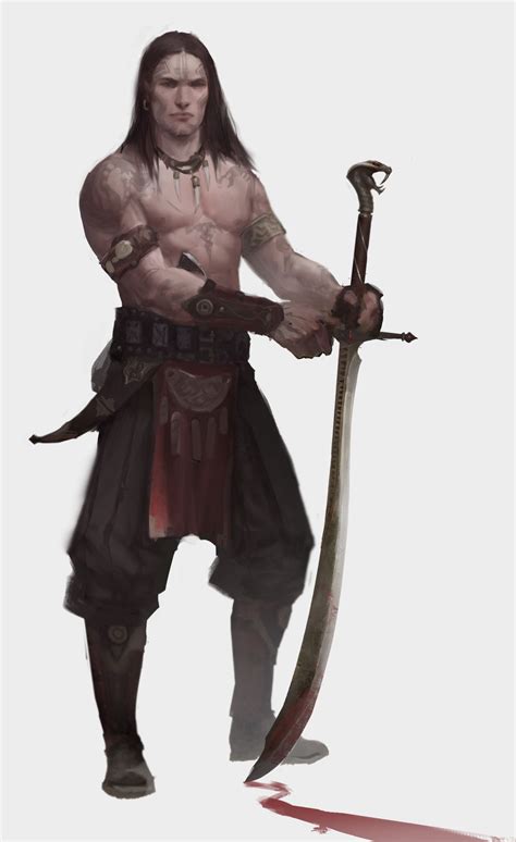 Artstation Barbarian Sketch Alexander Kretov Barbarian Concept