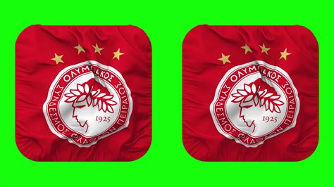 Olympiacos Club Of Fans Of Piraeu Flag In Squire Shape Isolated With