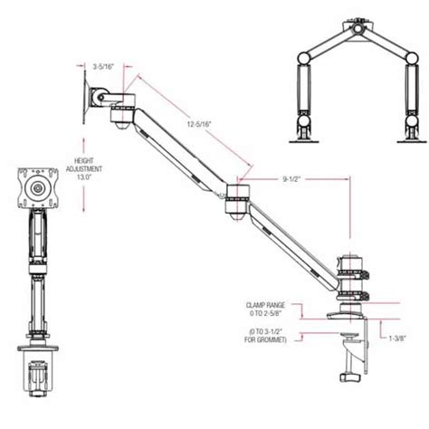 Dual Screen Monitor Arm Two Double Extension Arms With One Height