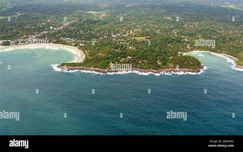 Aerial View Of Hiriketiya Beach In A Lagoon Among Palm Trees Sri Lanka