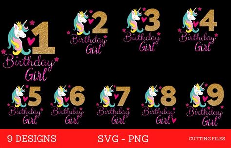 Unicorn Birthday Girl Svg Bundle Unicorn Birthday Shirt Svg Etsy