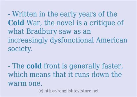 Cold Use In Sentences Englishteststore Blog