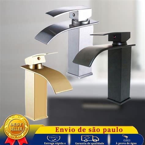 Torneira De Lavabo Banheiro Black Preta Prata Luxo Metal Moderna 1 2