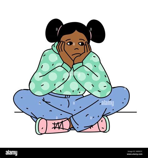 Sad little girl sitting alone Stock Vector Image & Art - Alamy