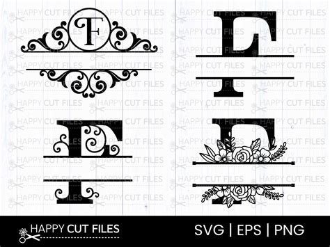 F Alphabet Letter Split Monogram Svg Png Graphic By Happycutfiles