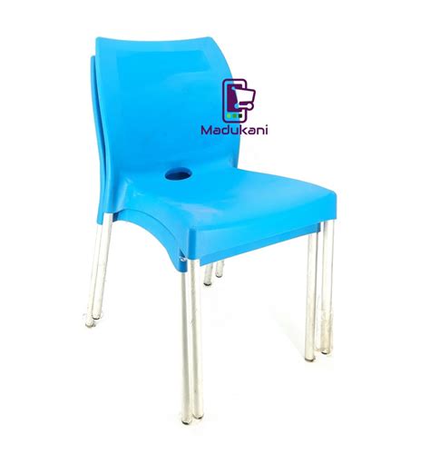 Pcs Pair Blue Strong Armless Comfortable Plastic Chair With Metal