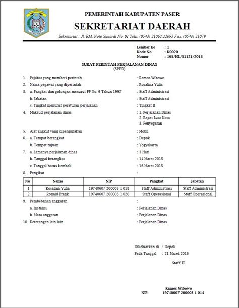 Cara Membuat Surat Perintah Perjalanan Dinas Kumpulan Contoh Surat Pilihan