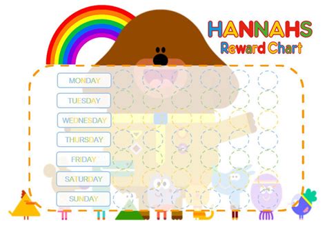 personalised hey duggee tv character cartoon kids reward chart