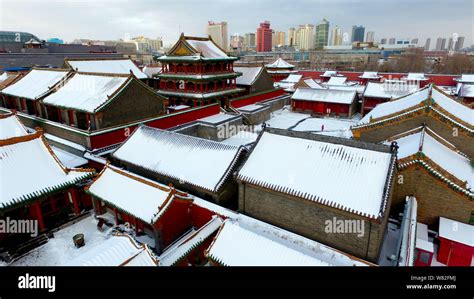 Aerial view of the Mukden Palace, also known as the Shenyang Imperial ...