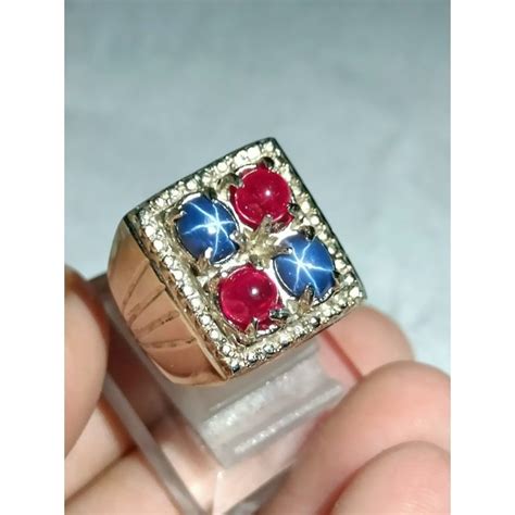 Jual Batu Cincin Permata Bluesstar Siam Bulat Cincin Pria Cincin Mata