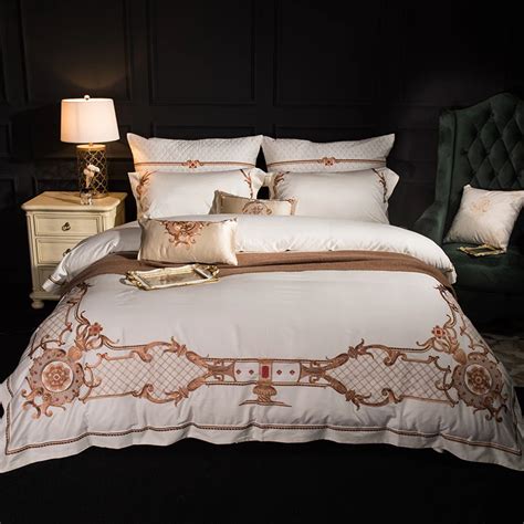 100 Egyptian Cotton Embroidered Luxury Royal Bedding Set 4 6pcs King